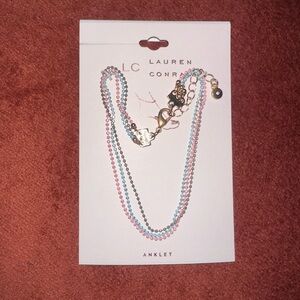 LC Lauren Conrad Pink and Blue Beaded Anklet NWT